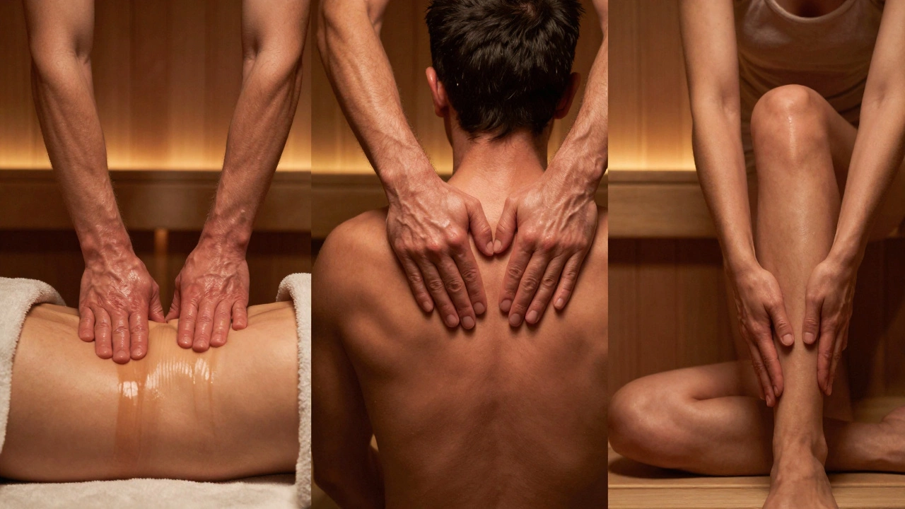 Три техники массажа в сауне: шведский, глубокий тканевый и тайский — все в одном теплом, паровом кадре.