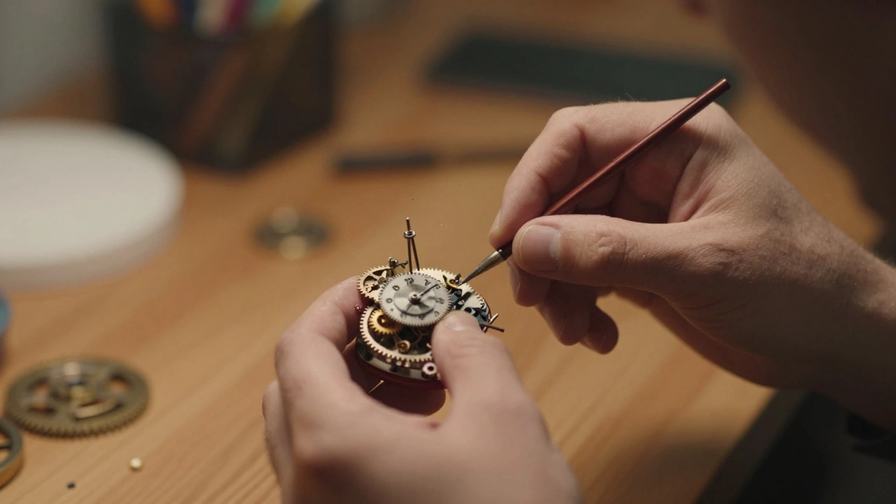 Крупный план рук мужчины, сосредоточенно работающего над детальной моделью корабля