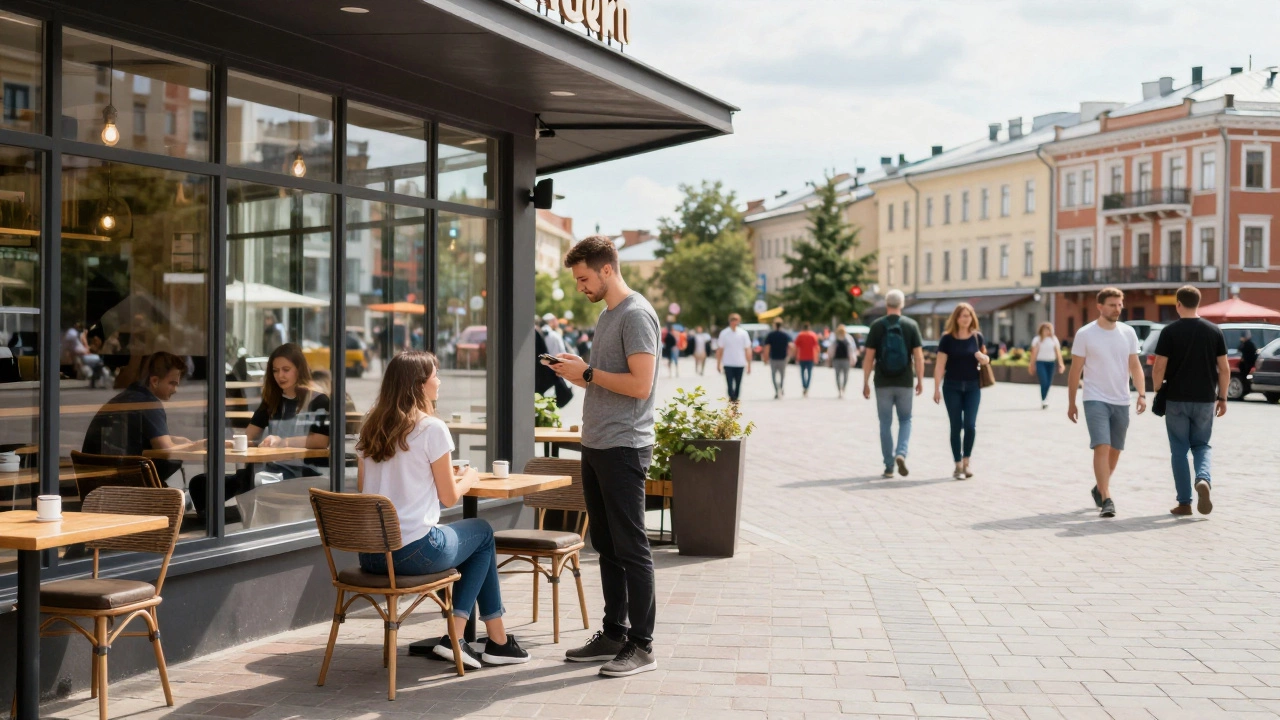 Первая встреча мужчины и женщины в людном общественном месте в городе