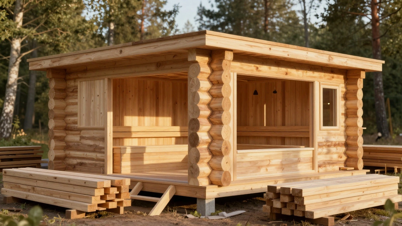 Процесс строительства традиционной бани из профилированного бруса
